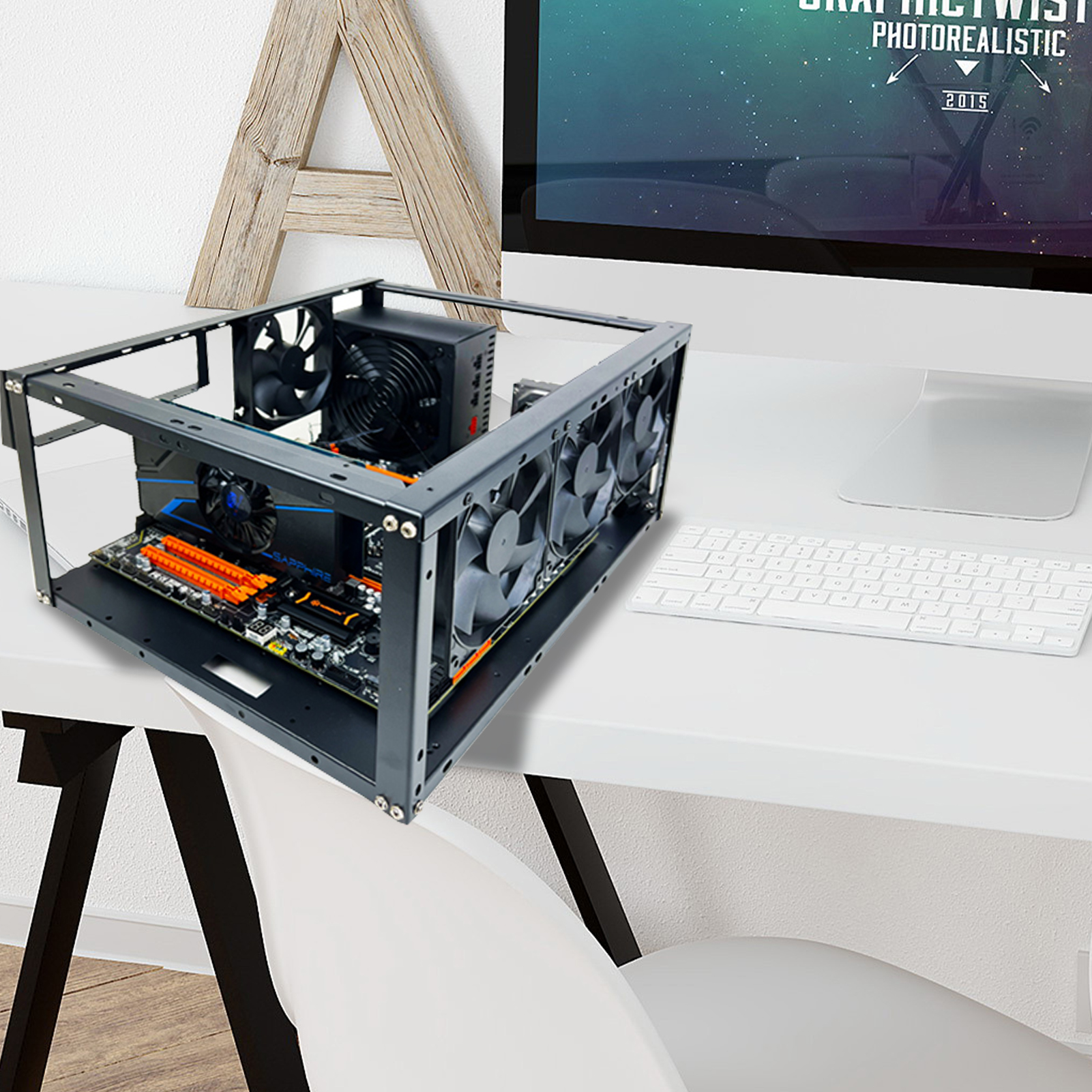 DIY Computer Motherboard Case Rack Aluminum Frame Chassis Cooling Rack Stand Open Chassis Support Bracket With Heat Dissipation