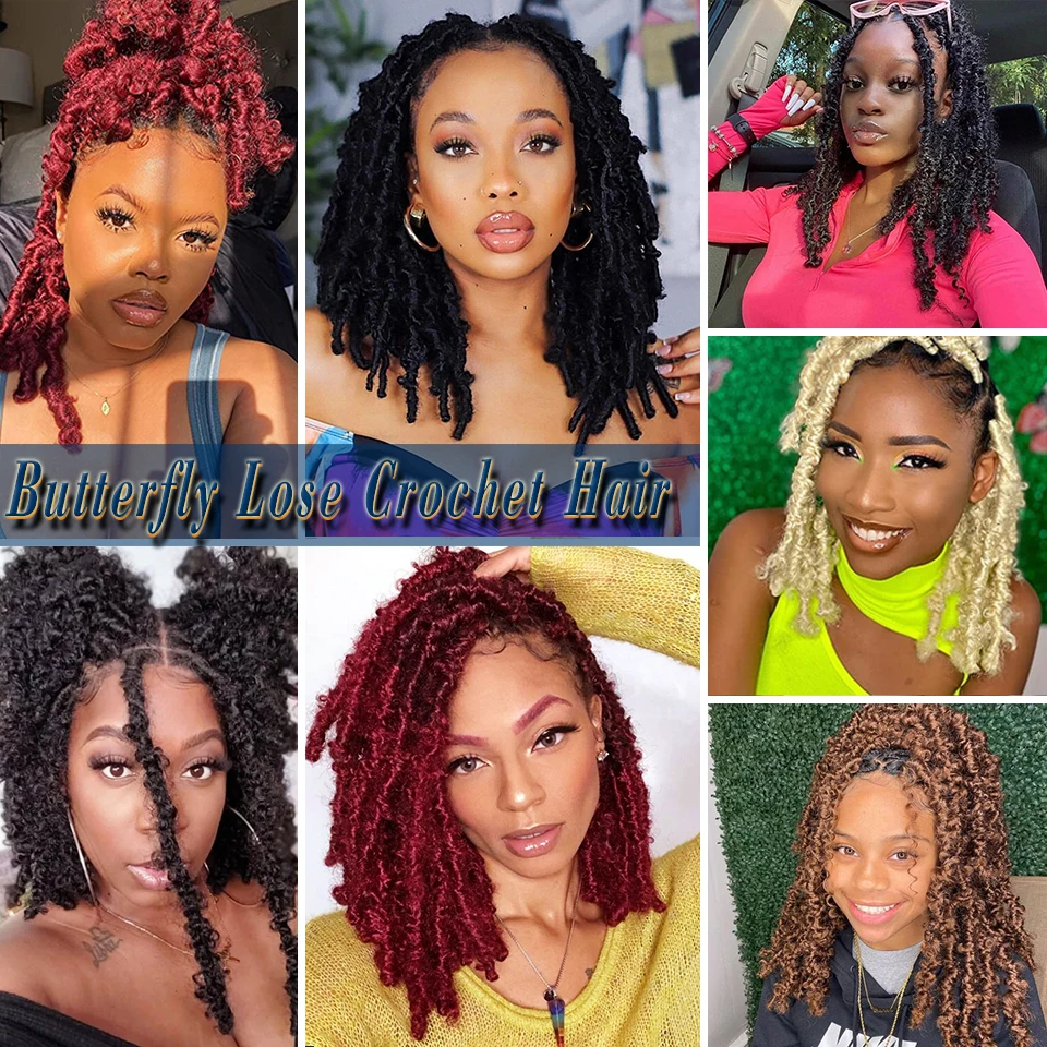 Butterfly Locs Crochet Hair 12 14 Inches Distressed Butterfly Locks Hair Meche Naturel Crochet Braids Bob Soft Locs Twist Braid