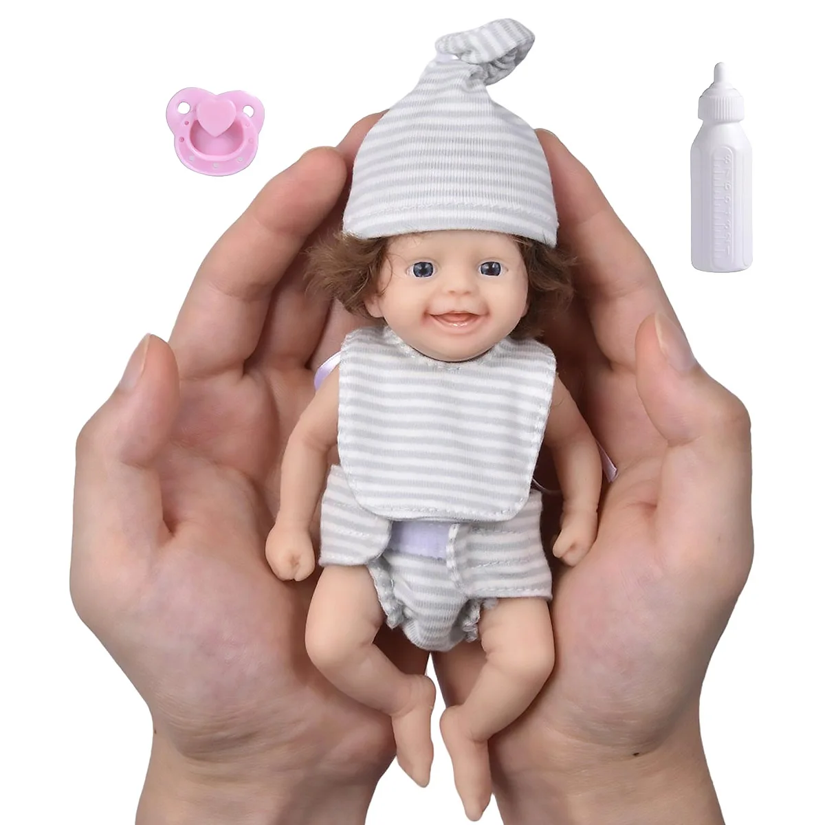 7inch Mini Silicone Reborn Dolls new 2025 Realistic Newborn Baby Dolls With Feeding and Clothes Accessories Full Body Silicone Baby Doll