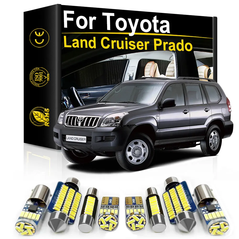 Car Interior LED Light Kit For Toyota Land Cruiser Prado 120 150 90 FJ Cruiser 70 80 100 200 Canbus Map Dome License Plate Lamp