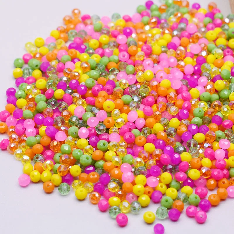 New Bright Summer Color mm pcs bag Rondelle Faceted Crystal Glass Beads Round Loose Spacer for Jewelry Making DIY