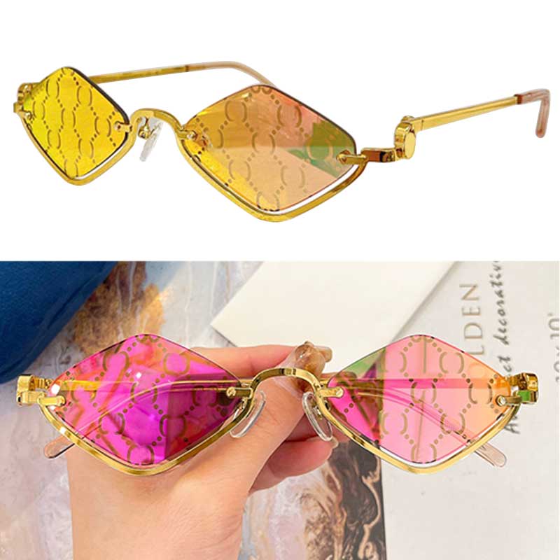 Fashionable New Women Designer Sunglasses GG1604s Hollow Metal Frame UV400 Logo Lens Geometric Belt Sunglasses Luxury Brand Small Business Lady Half Frame Glasses
