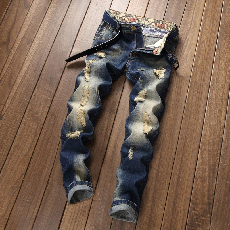 Men's Jeans Denim new Design Slim Fit Broken Hole Trend Versatile Beggar 2025 High Street Young Hip Hop Party Plus Size Pants