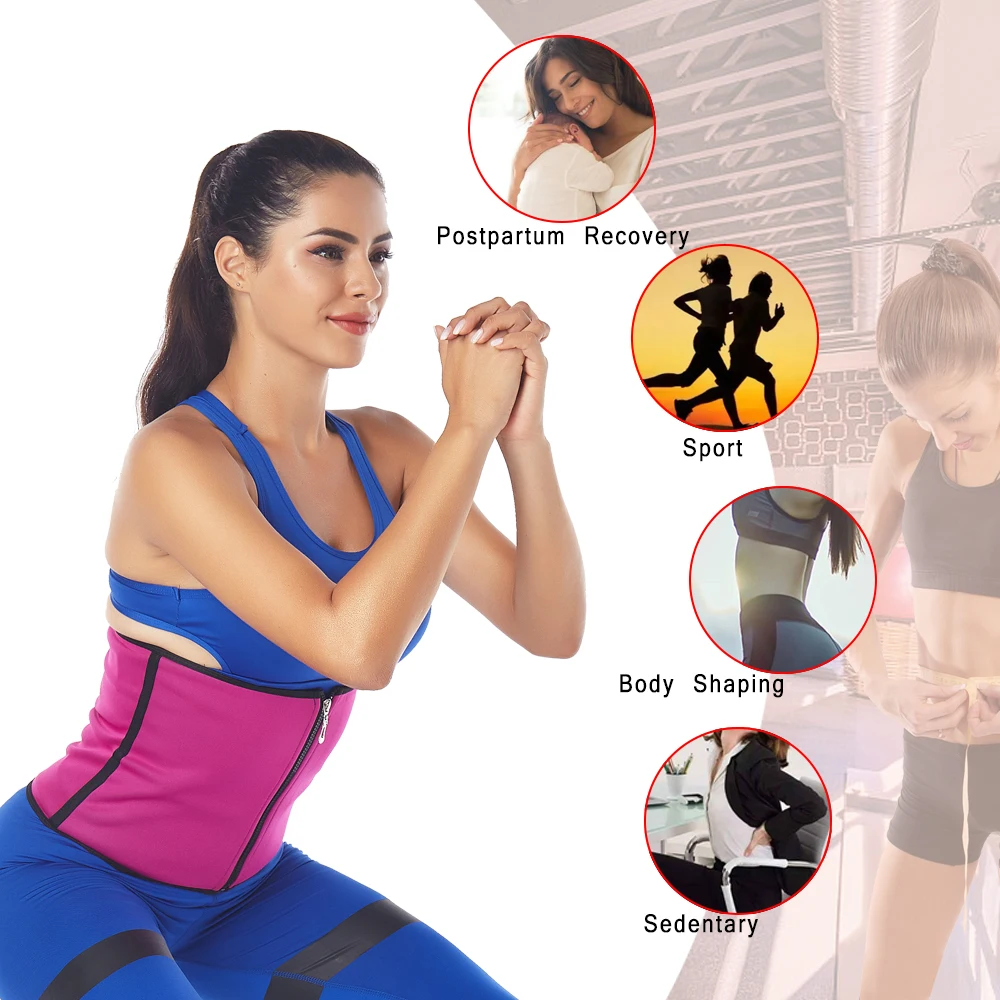 Velssut Women Waist Trainer for Weight Loss Sauna Belt Zipper Belly Band Corset Fas Slimming Girdle Strap Neoprene Body Shaper