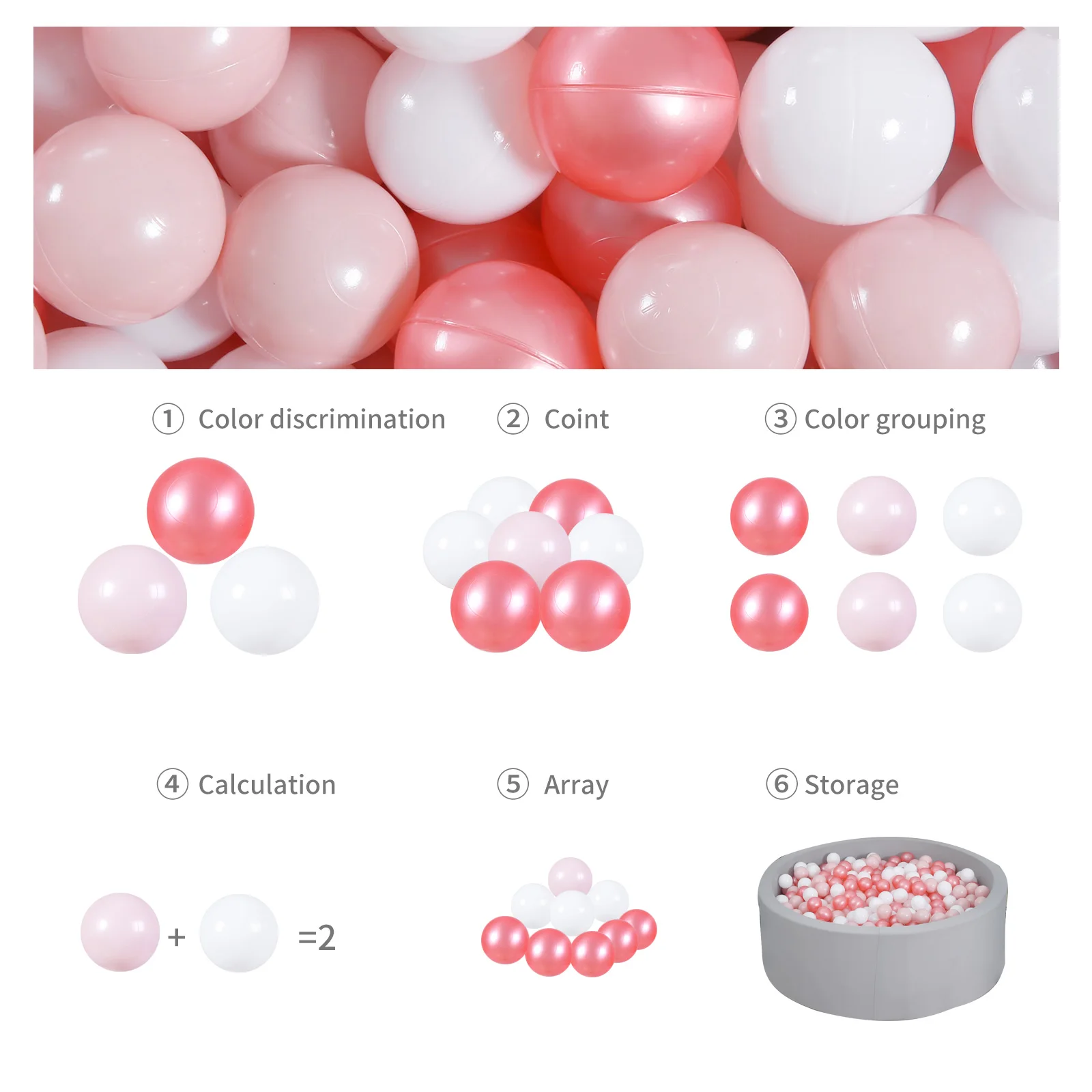50pcs 7cm Ball Pit Balls Colorful Plastic Ball Baby Play Balls for Toddler Ball Pit, Kids Bounce House, Baby Pool & Playhouse