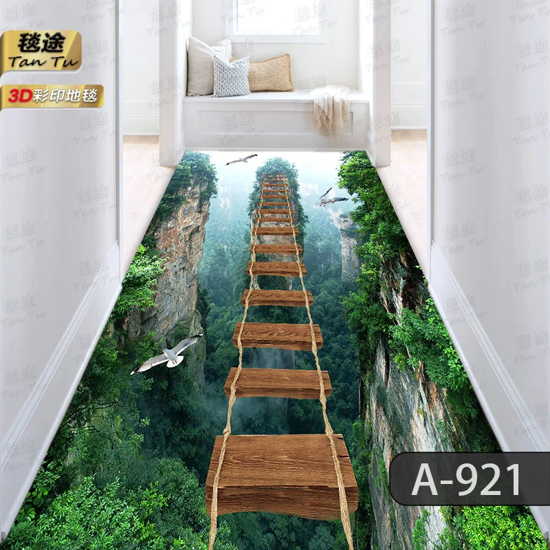 3D Fun Adventure Corridor Mat Bedroom Kitchen Rugs Kids Room Decorative Play Mat Area Rug Pastoral Carpets for Living Room