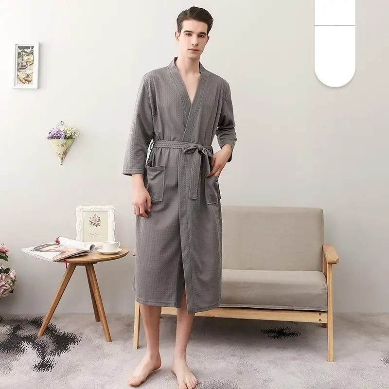 Summer Male Robe Summer Satin Sleepwear Kimono Sexy Loose Bathrobe Gown Men Silky Satin Nightgown Nightwear Home Clothes