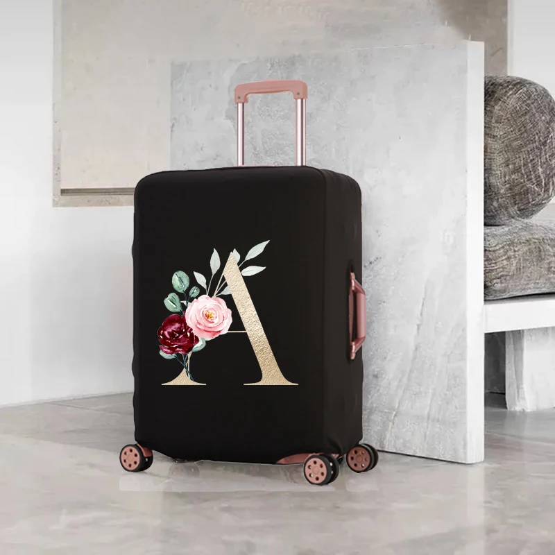 Travel Suitcase Cover Elastic Protective Case Gold Letter Traveler Essentials Accessories for 18-32 Inch Dust Luggage Covers
