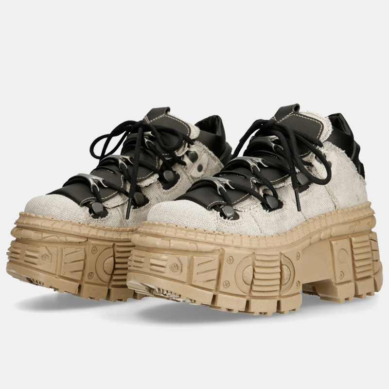 2023 New Women Retro Spanish Contrast Color Heavy Metal Super Platform Couple's Same Tank High Top Punk Shoes