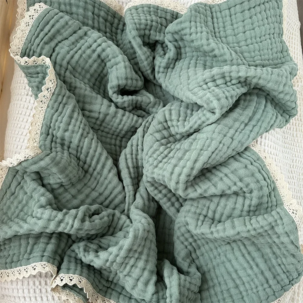 Newborn Baby Bath Towel 6 Layer Gauze Muslin Swaddle Cotton Receive Blankets Swaddling Wrap Lace Langer New Born Diapers Bedding