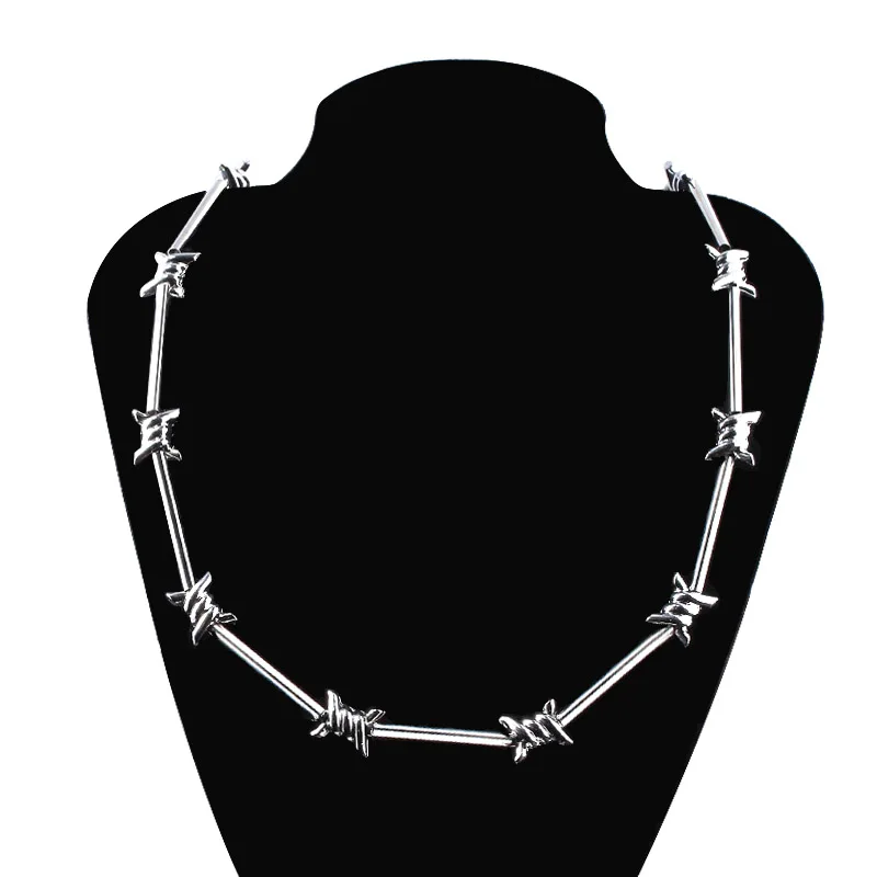Bamboo Chain Long Necklace Barbed Wire Brambles Choker Necklace Rock Punk Style Pants Chain Harajuku Streetwear Hip Hop Jewelry