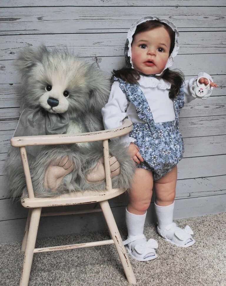 NPK 24inch Reborn Toddler Girl Doll Already Painted Finished Sandie Popular Lifelike Soft Touch 3D Skin Art Doll