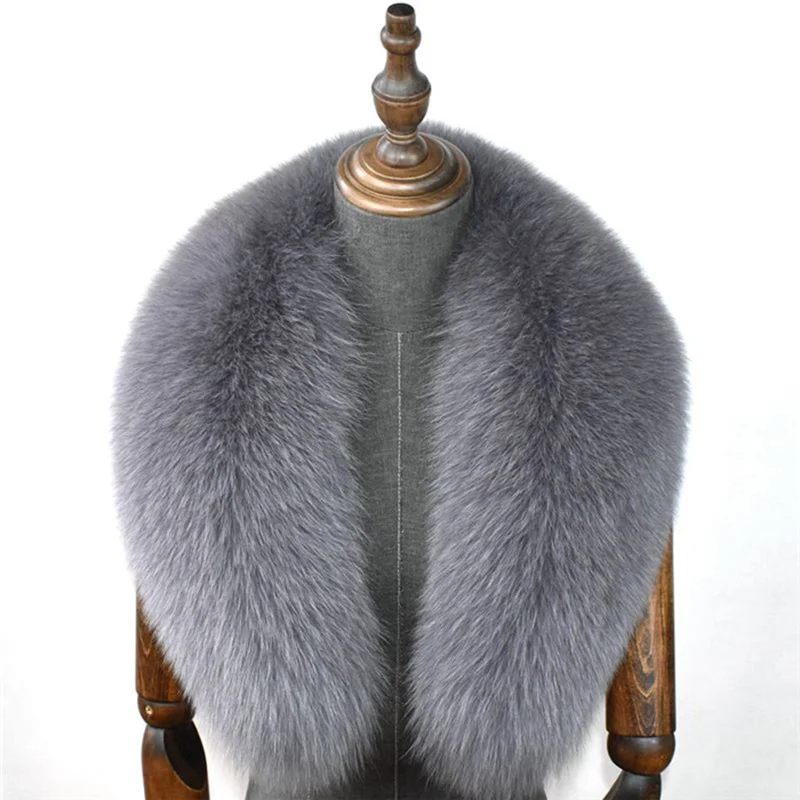 100% Natural Real Fox Fur Collar 2025 For Women And Men's Coat Jacket Fur Collar Extra Large Size new Neck Warmer Fur Scarf Shawls
