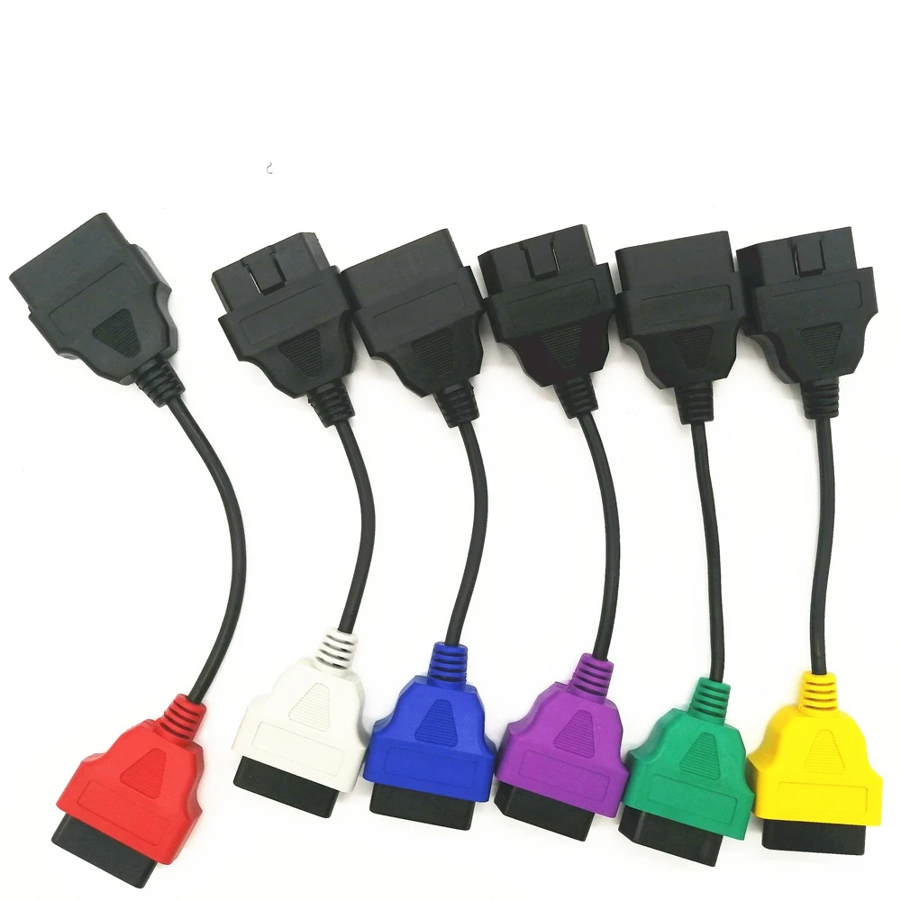 High quality 6pcs/Lot OBD2 Connector Diagnostic Adapter Cable for FIAT ECU Scan & Multiecuscan Adaptor for Fiat 6 colors Cables