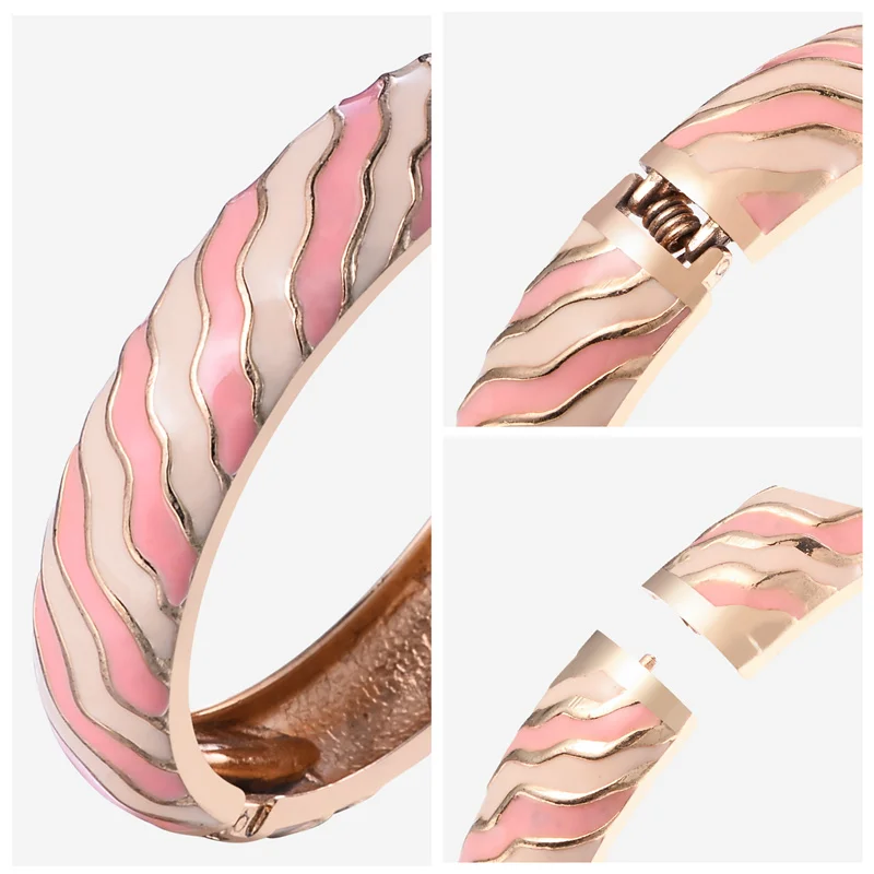 Cloisonne Bracelets For Women Striped Bracelet On Hand Enamel Jewelry Bangle For Women Female Christmas Mother's Day Gift Wife