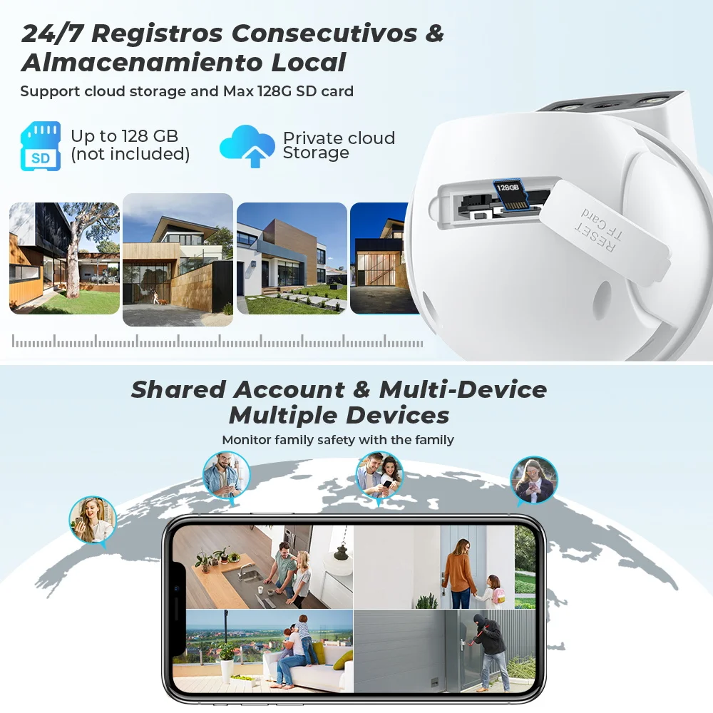 4K 8MP PTZ WIFI Camera Dual Lens Dual Screen 4X Digital Zoom IP Camera 4MP HD Auto Tracking Outdoor CCTV Surveillance iCSee App