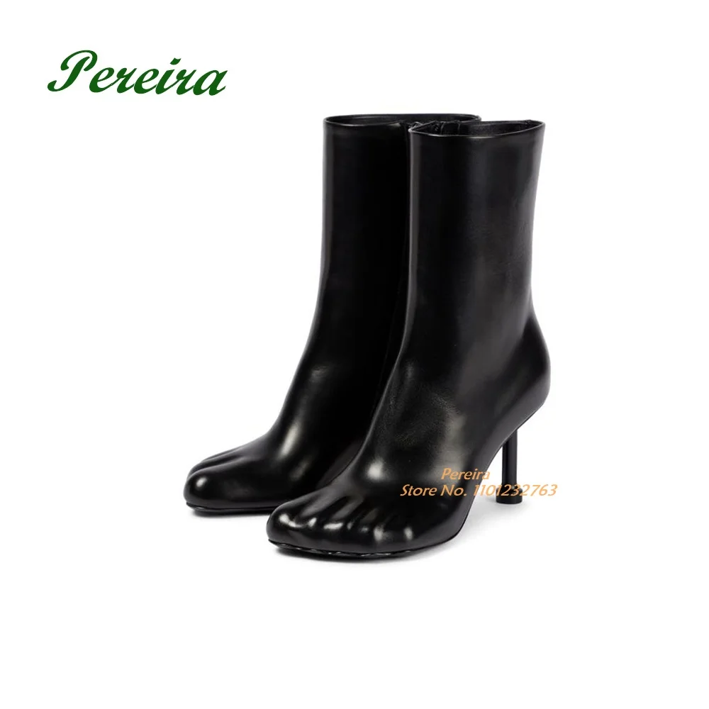 Black Leather new Five-finger 2025 Ankle Boots Strange Style Side Zipper Short Booties 2023 New Designer Party Runway Shoes Elegant Sexy
