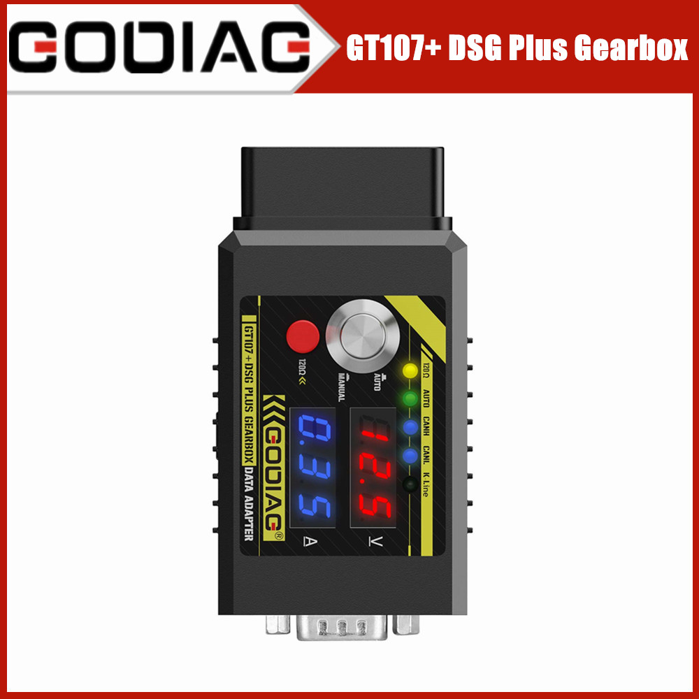 GODIAG GT107+ DSG Plus Gearbox Data 2025 Adapter For VAG Gearbox Connecting CANBUS K-line new Voltage Display For Benz/ DQ250 ETC