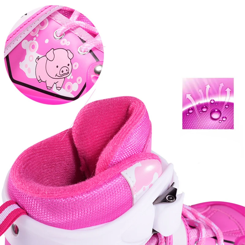 Beginner Double Row Roller Skate Shoes Kids 4 Wheels Skates Adjustable Size Outdoor Skating Inline Skate Shoes Ice Rink Training
