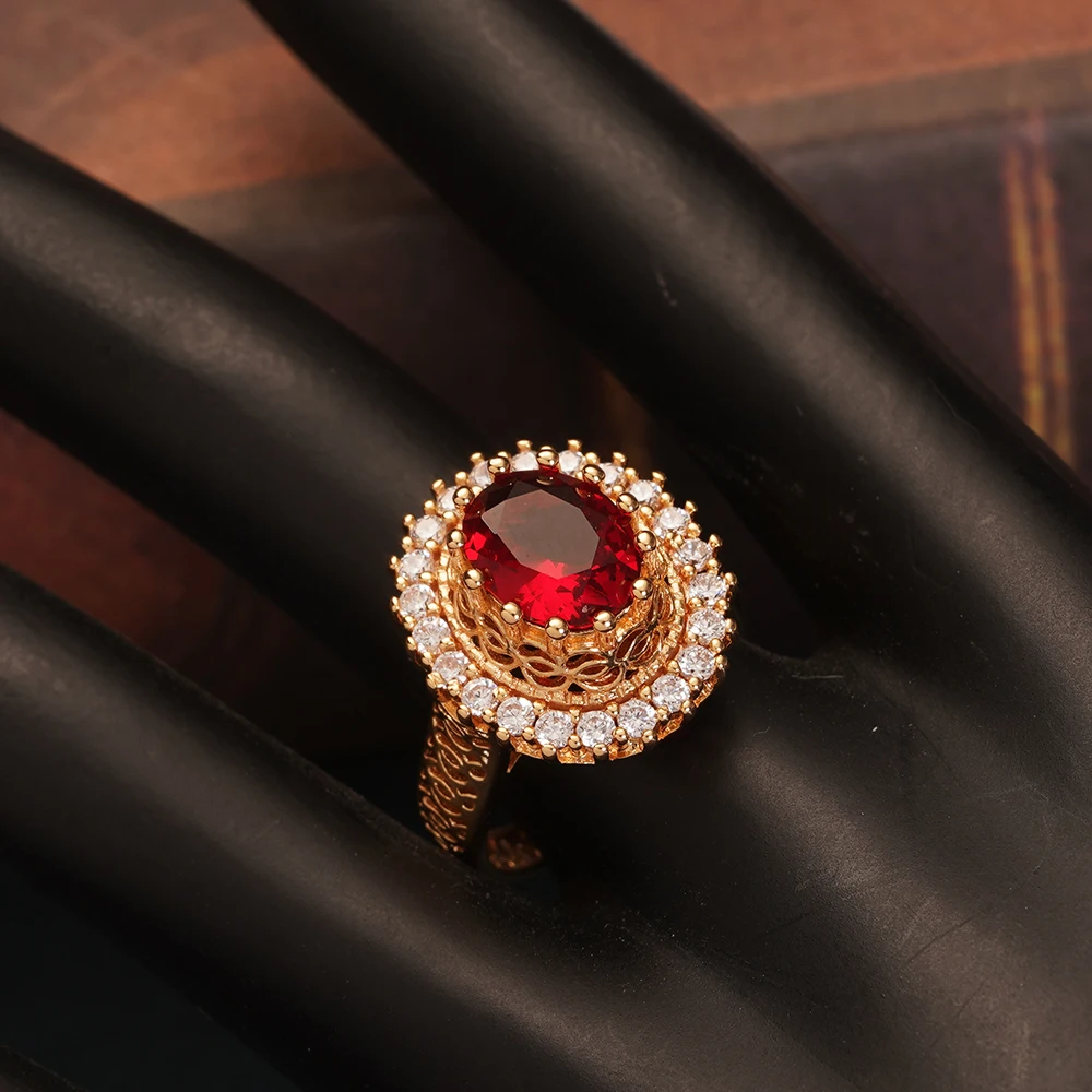 New Copper Gold Plating Wedding Cubic Zirconia Women Rings Unisex Engagement Gifts Jewelry Rings Big Stone Wedding Bands