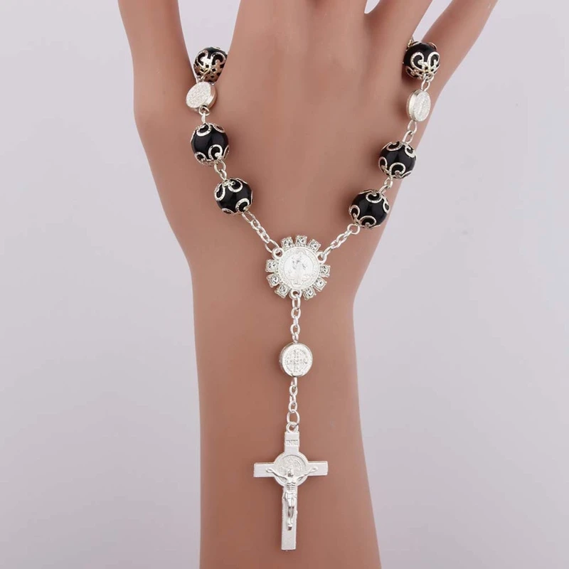 Baby Pearl Baptism Religious Gift Catholic Finger Chain Mini Rosary Multicolor Rosary Bracelet for Women Dropshipping