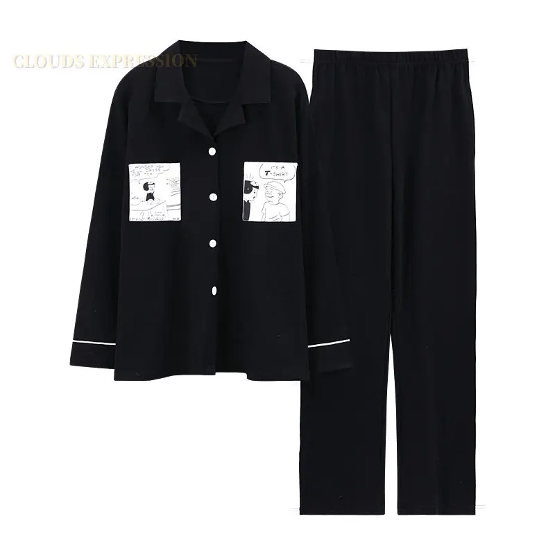 Spring 2025 Autumn Nightwear Elegant Women Pama Sets Female Pyjamas Lapel new Sleepwear Black Lounge Pijama Mujer Nightwear Homewear