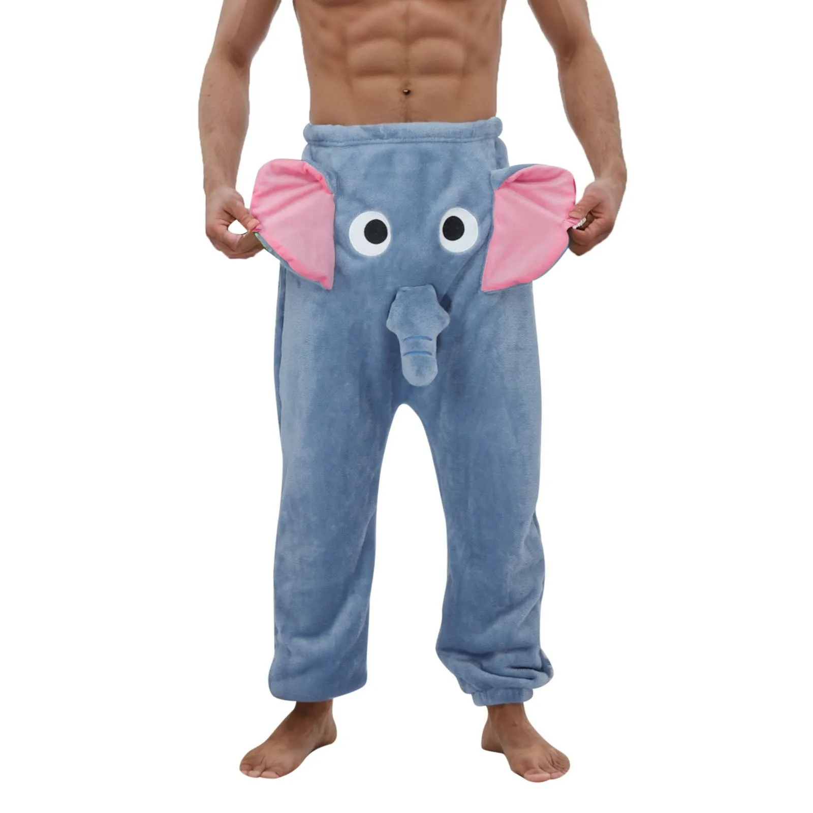 Men's Elephant Boxer Pama Pants Flannel Funny Novelty Shorts new Humorous Pants Underwear Gift 2025 Animal Pants Male Soft Trousers