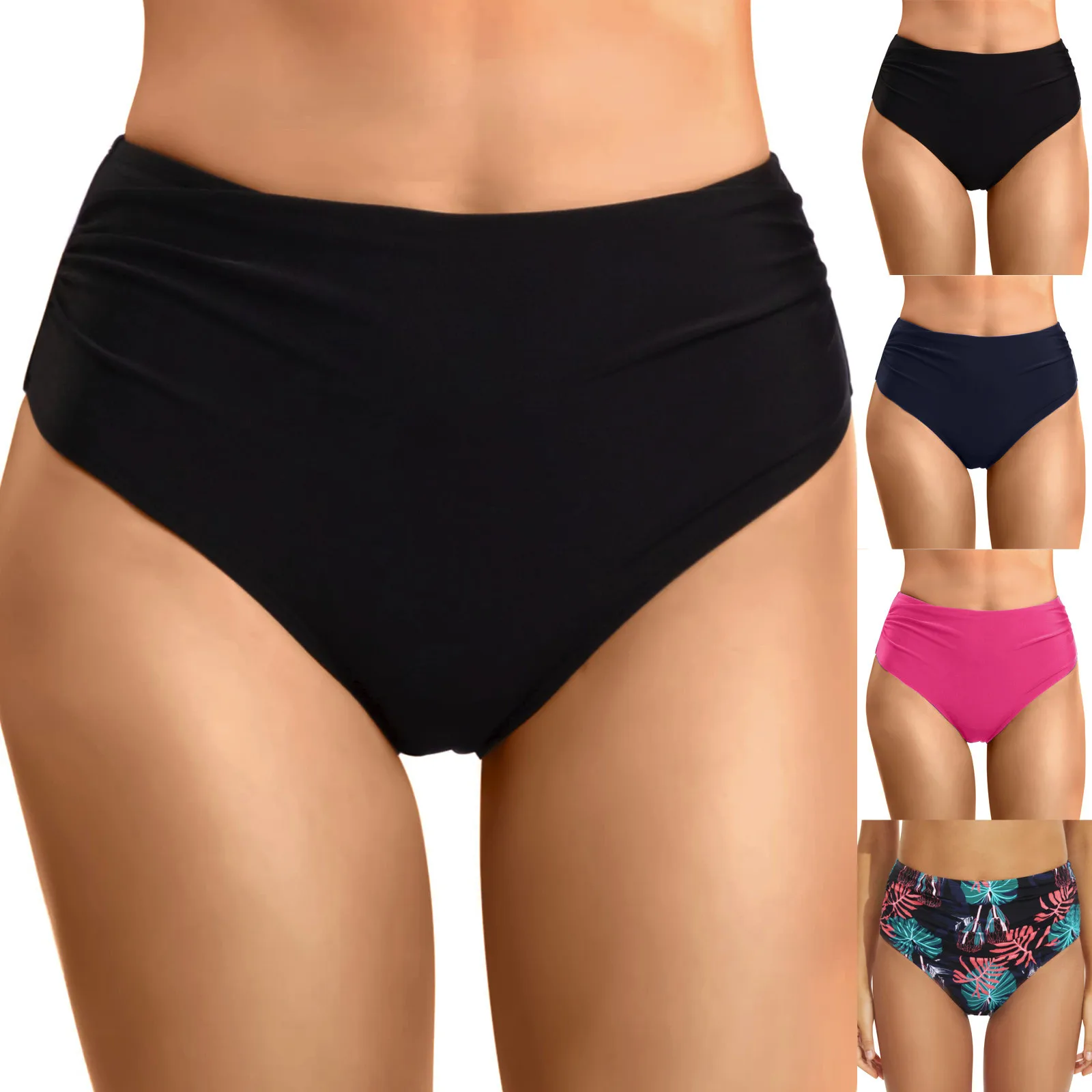 Bra And 2025 Skirt Set Women High Waist Bikini Bottoms Swim Briefs Beach Shorts Ruched Women new Bathing Suits with Shorts