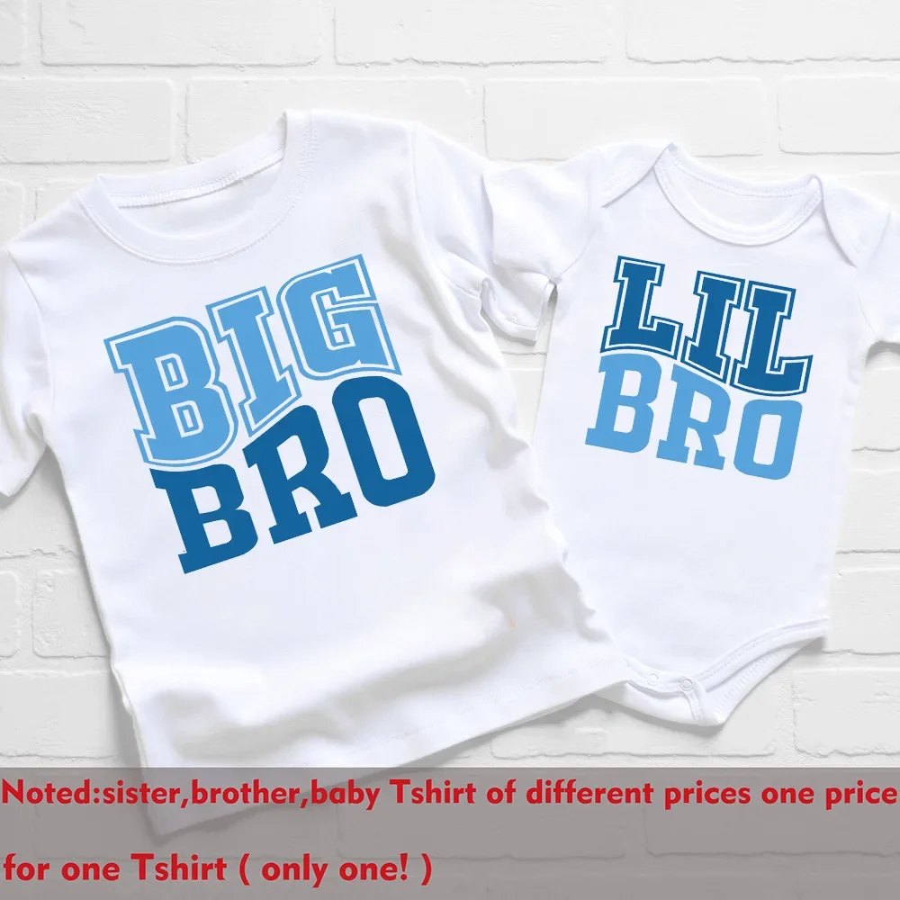 Big Bro Little Bro Print Sibling Outfit Tee Retro 2025 Family Matching Shirt Tops new Big Brother Big Sister T-shirt Baby Bodysuit Romper