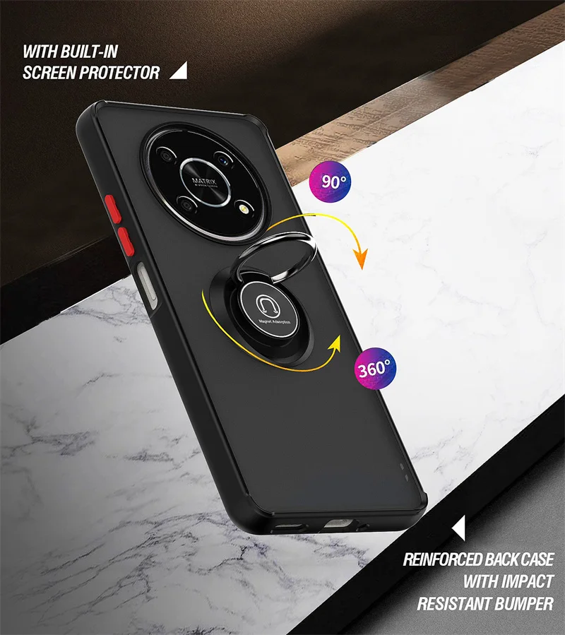For Honor X9 X 9 4G Case Car Magnetic Ring Stand Holder Armor Cases For Honar Honor Magic 4 Lite 5G X30 HonorX9 Matte Back Cover