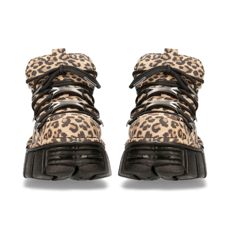 Sneakers bb804 Height Fashionable Increasing Leisure-Level Super Popular Leopard print Gothic Punk Platform High-Top Daddy Shoes