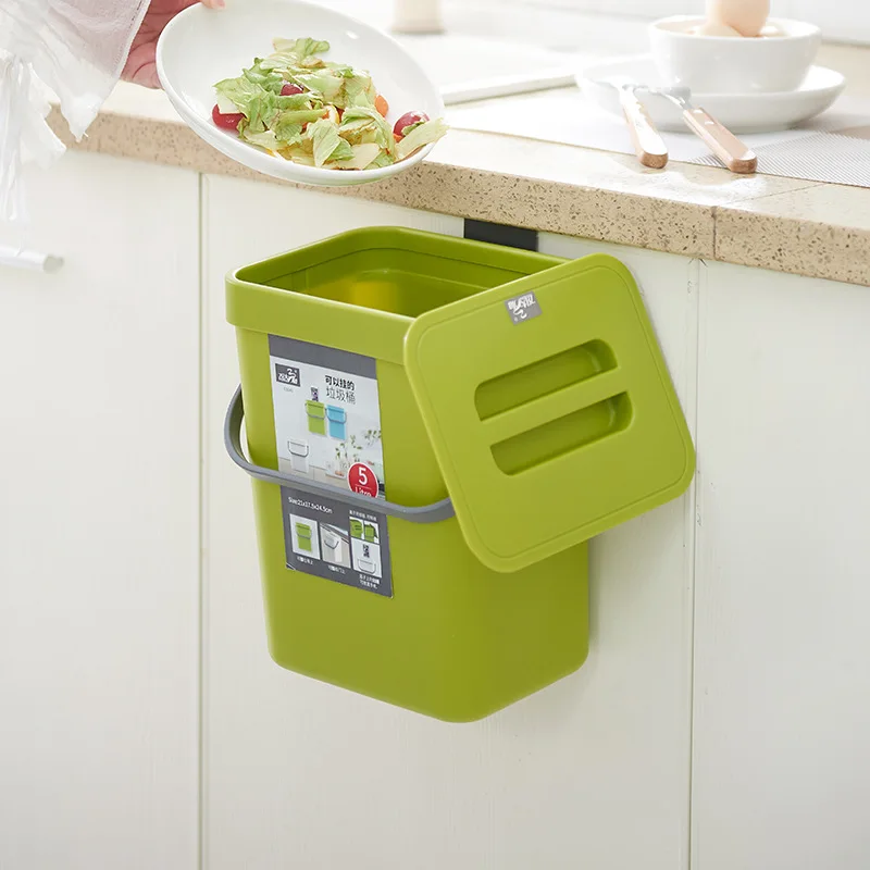 Kitchen Hanging Trash Can Household Cleaning Tool Bathroom Wastebasket Mini Dustbin Wall Mounted Home Bins Container Garbage Bin