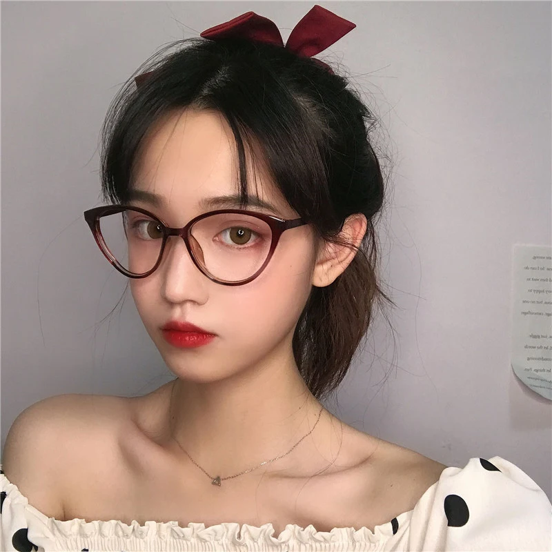 New Cat Eye Triangle Frame Anti-Blue Light Glasses Classic Men Women Computer Gaming Vintage Plain Glass Spectacles Eyeglasses