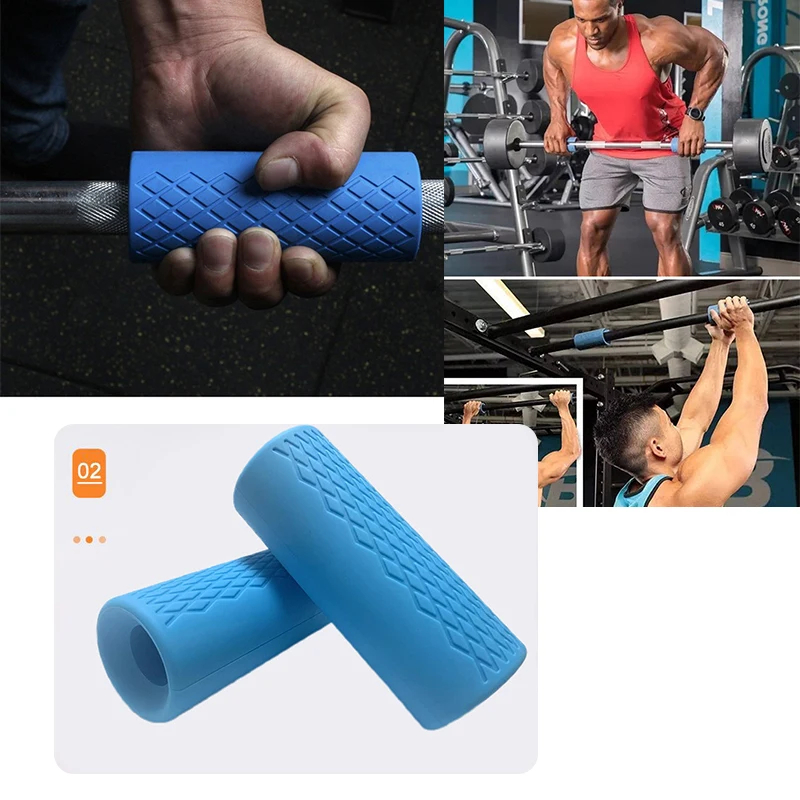 Silicone Dumbbell Barbell Grips Handles Anti-Slip Protect Pad Pull Up Weightlifting Support Gym Body Building Workout Silica Gel