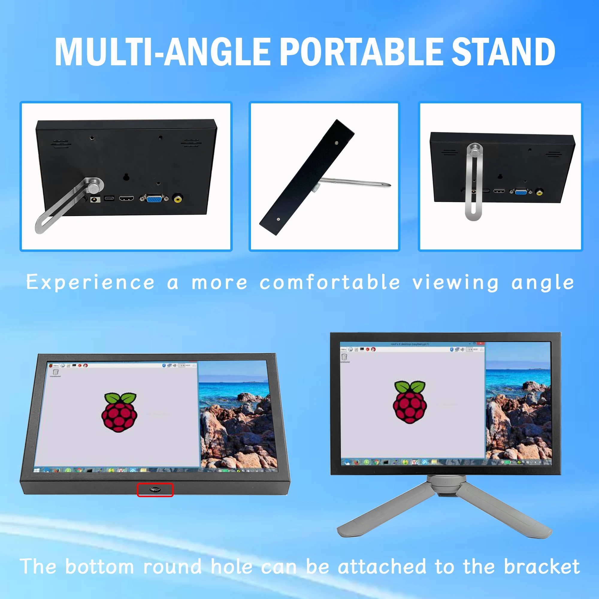 AV/DC/HD/VGA Multi interface display 7inch pc second screen raspberry pi display for PI3 pi4 AIDA64 Switch