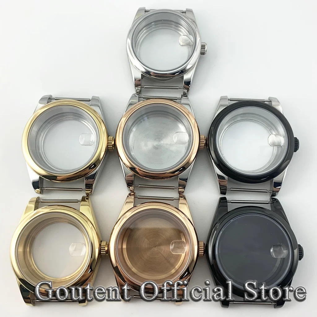 Goutent mm Sapphire Glass Round Men s Watch Case Fit NH ETA PT ST Movement