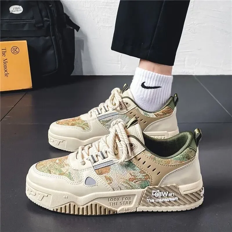 New Trendy Men's Comfortable Platform Matching Lace-up Sneakers for Men Casual Vulcanized Shoes Tenis b549
