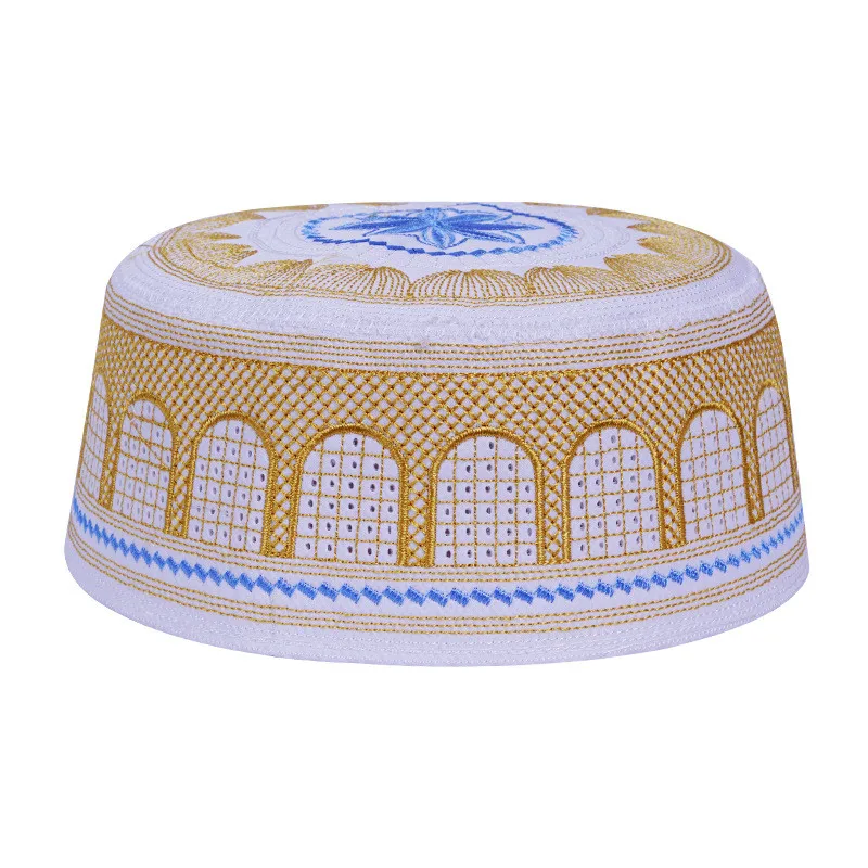 Islamic Round Cap Saudi Arabia Embroidery Hat Muslim Men Headwear Abaya Prayer Caps Headscarf Clothing Turban Gift