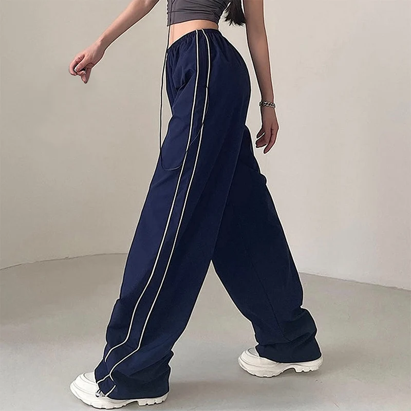 Women'S Baggy Pants Solid Color Cargo Pants Low Rise Casual Track Pants Teen Girls Wide Leg Cargo Pant Streetwear Y2k