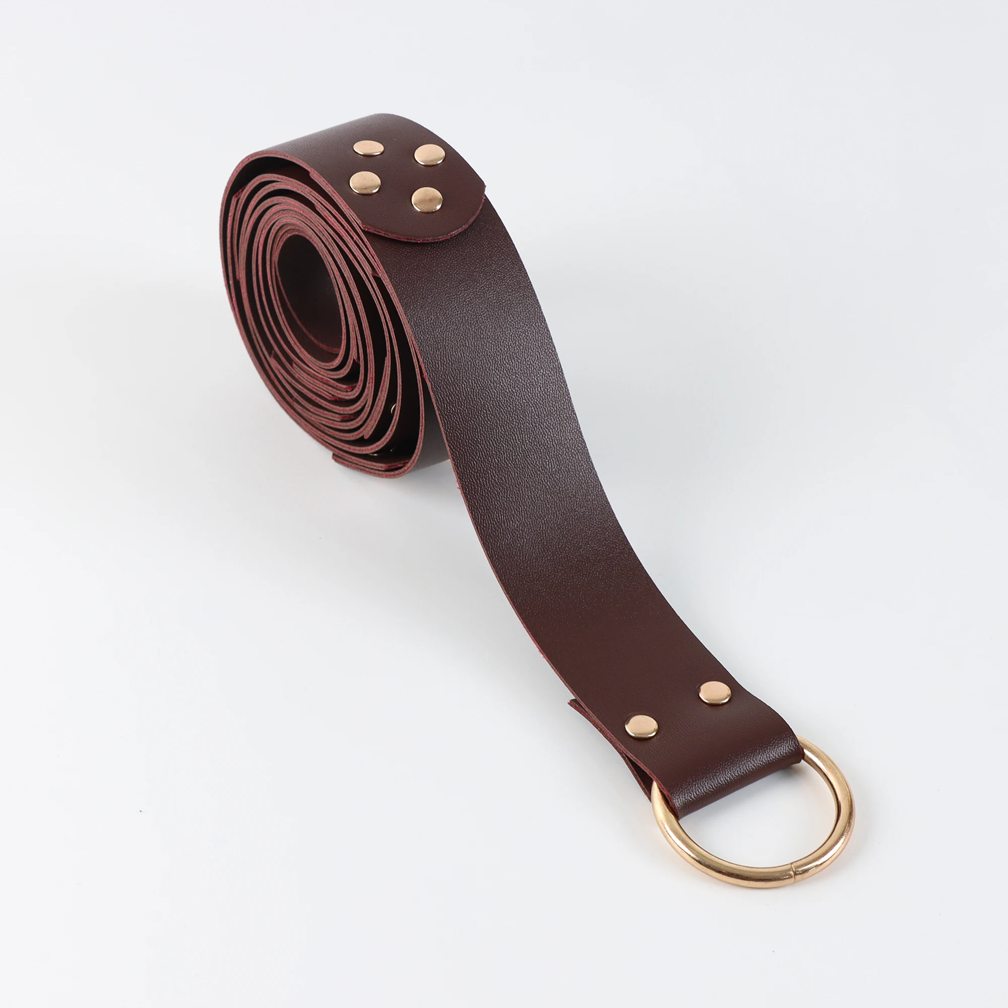 Medieval Belt PU Leather Women Holder Waist Belt Dual Rings Clips Renaissance Adult Accessory Vikings Steampunk Cosplay Costume