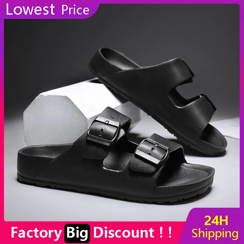 Summer Mens Flip Flops Outdoor Slippers Soft Eva Beach Slippers Home Indoor Slides Comfortable Solid Color Couple Sandals Shoes