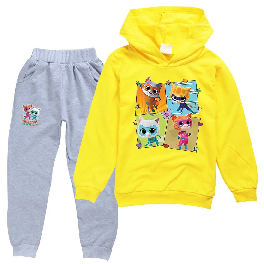 2024 Newest Game Superkitties Hoodie Kids Long Sleve Sweatshirts Loose Pants 2pcs Sets Boys Casual Clothes new Baby 2025 Girls Sportsuit