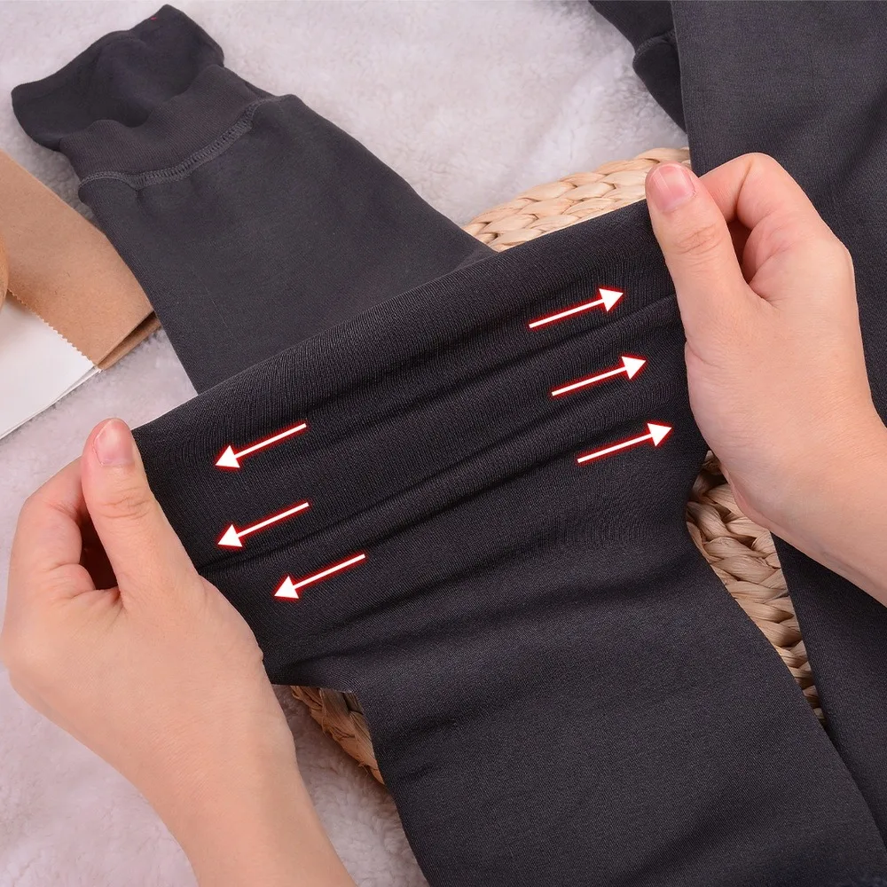 Colors Fleece Leggings Women High Waist Elastic Insulated Tights Slim Thicken Veet Sock Pants Winter Skinny Half Pantyhose