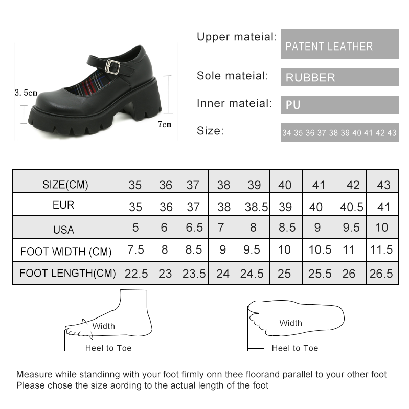 Patent Leather Mary Janes Women - Chunky Heel Loafers with One-Word Buckle for Girls 4 OneWord