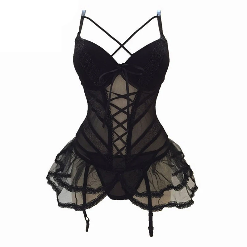 2025 Felinus Sexy Lingerie Women Underwear Slings Embroidered Floral Sleepwear new Corset Shoulder Strape Lingeries Black
