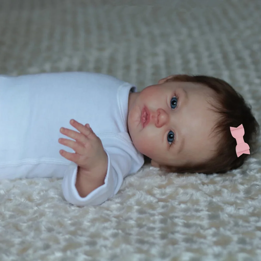 43CM Full Body Silicone Vinyl Reborn Meadow Boy Dolls Girl Lifelike Newborn Doll Flexible 3D Skin Tone with Veins Premie Toy