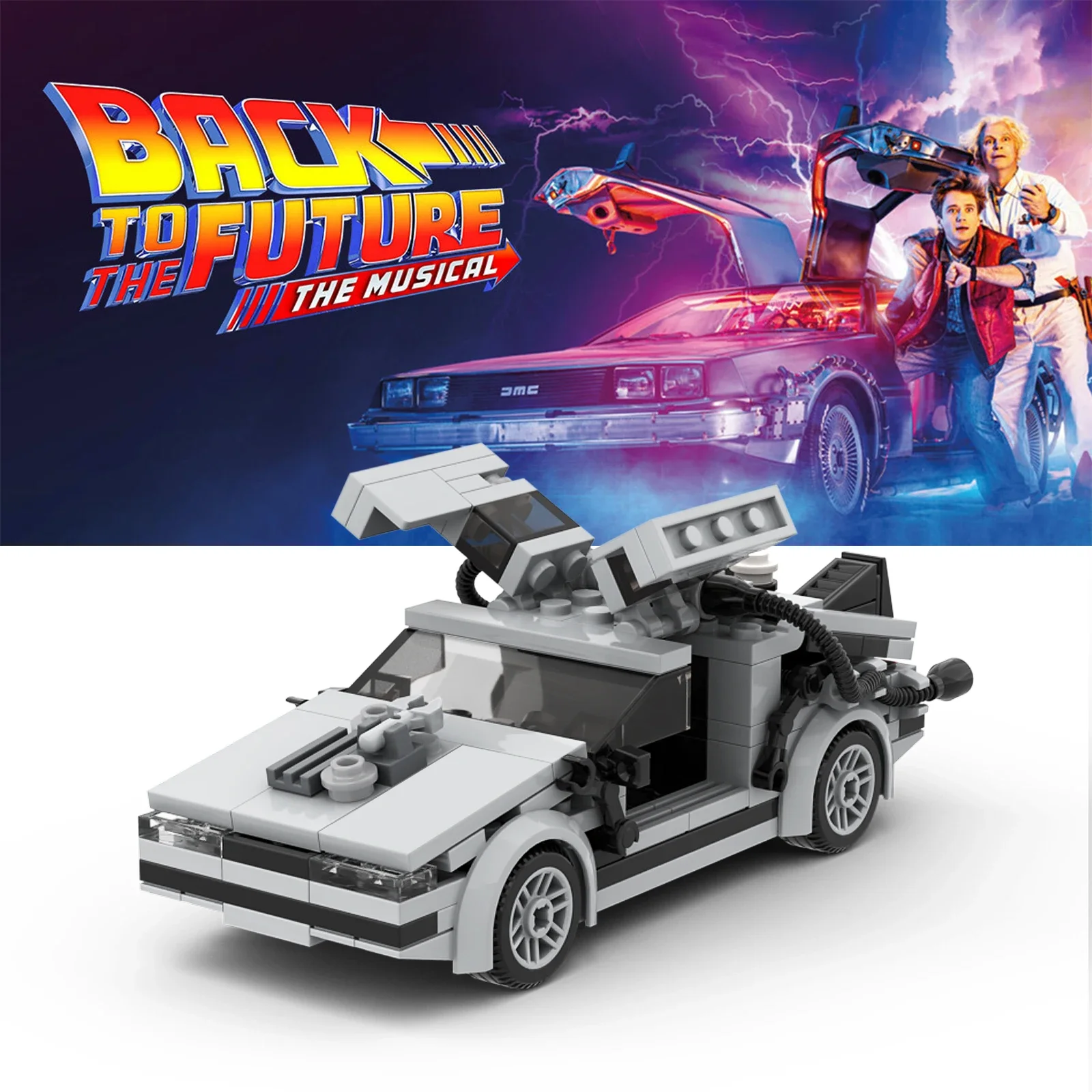 MOC 2023 New Speed Back To The Future Time Machine Car Building Blocks Set Deloreaned Vehicle Bricks Toys Children Birthday Gift