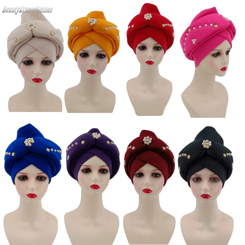 Beautiful Women Dias Bonnets African new Already Made Auto Gele Headties Nigerian 2025 Party Turban Muslim Hijab Cap Headwear