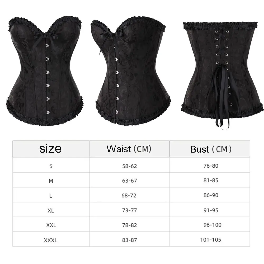 Sexy Corsets Bustiers Floral Lace Tops For Women Plus Size Flower Print Vintage Corset Gothic Satin Lingerie Corselet Overbust