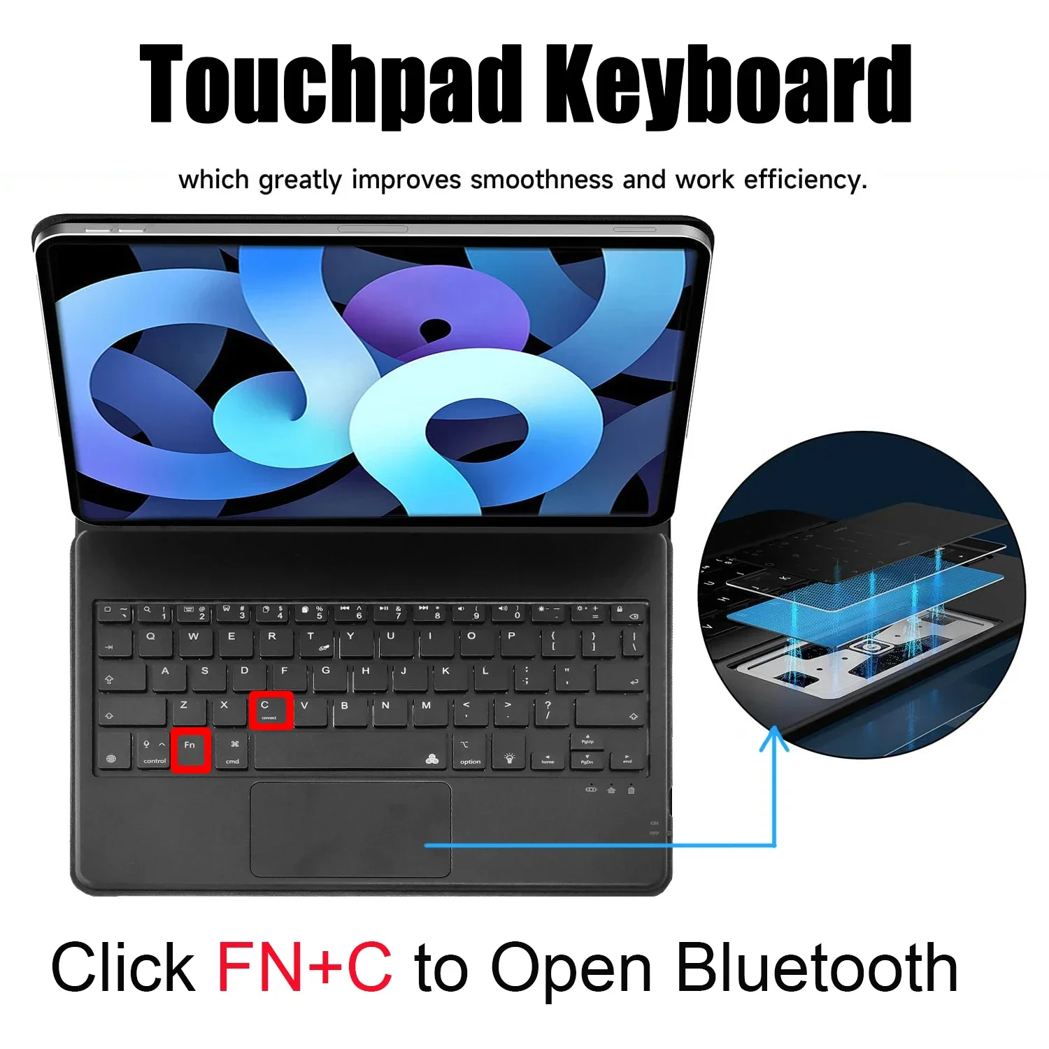 Magic Case Keyboard for iPad Air 4 4th 5 5th Pro 11 Portuguese Russian Spanish Korean AZERTY German Arabic Italian Keyboard